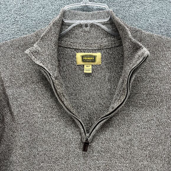 The Foundry Sweater Mens 2XL Tall Brown 1/4 Zip Long Sleeve Heather Pullover - Picture 10 of 16